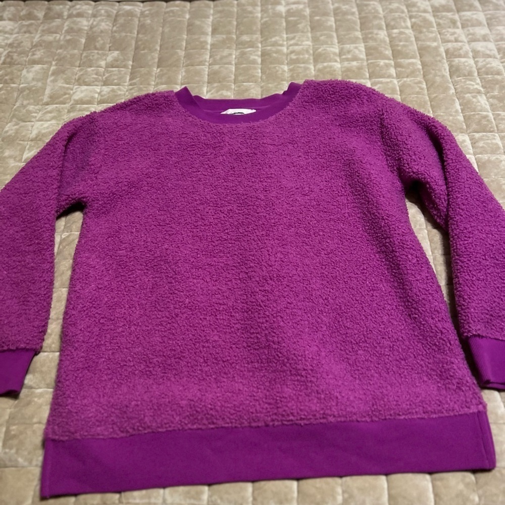 LOFT Purple Crew Neck Sweater with Textured Design